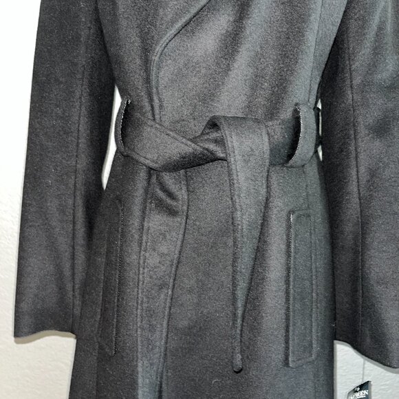 LAUREN RALPH LAUREN WOOL BLEND BELTED WRAP TRENCH COAT BLACK NEW WITH TAGS SZ 6 - Picture 3 of 16